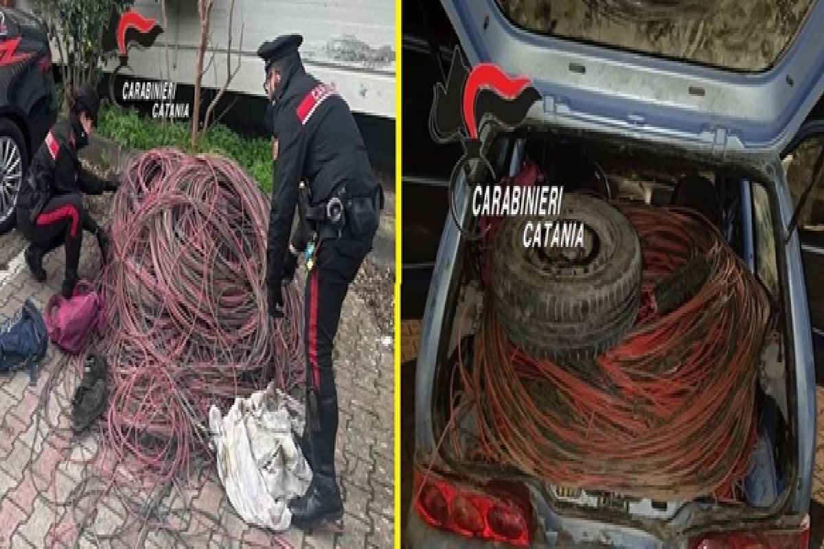 Cavi elettrici e i ferri del mestiere in auto, arrestato dopo inseguimento a Scordia